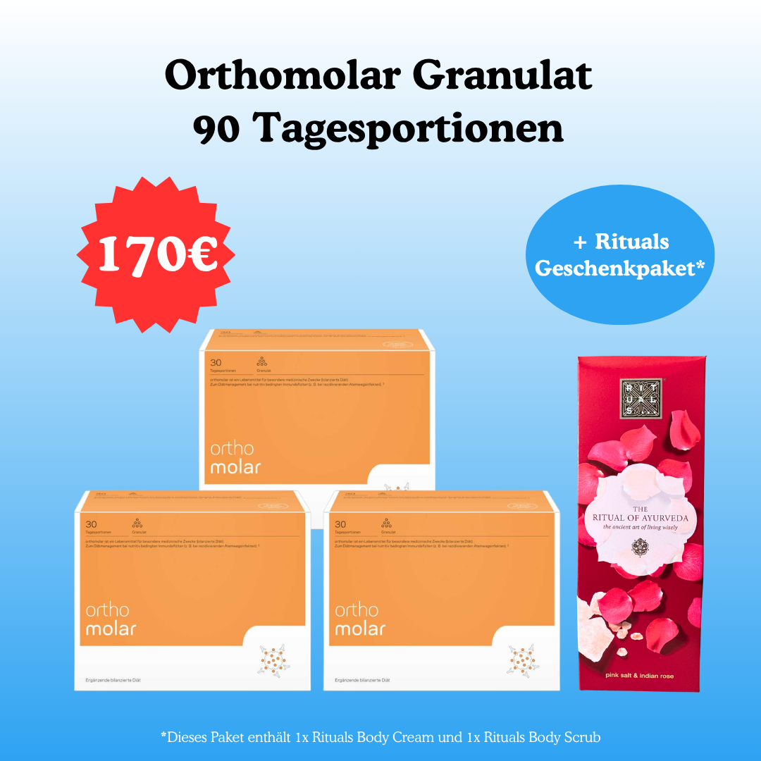 Orthomolar Granulat 90 Tagesportionen + Rituals Geschenkpaket