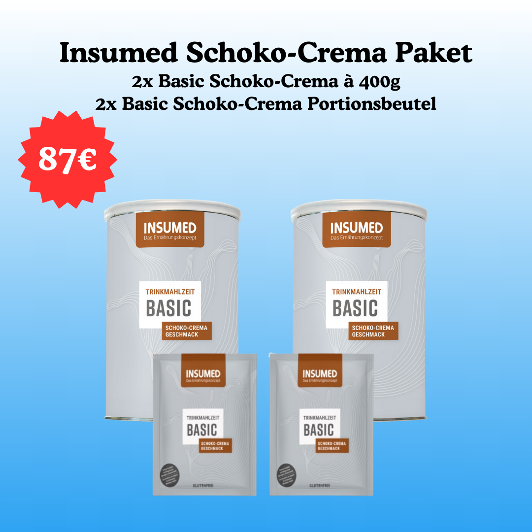 INSUMED Basic Schoko-Crema Paket: 2x Basic Schoko-Crema & 2x Basic Schoko-Crema Portionsbeutel
