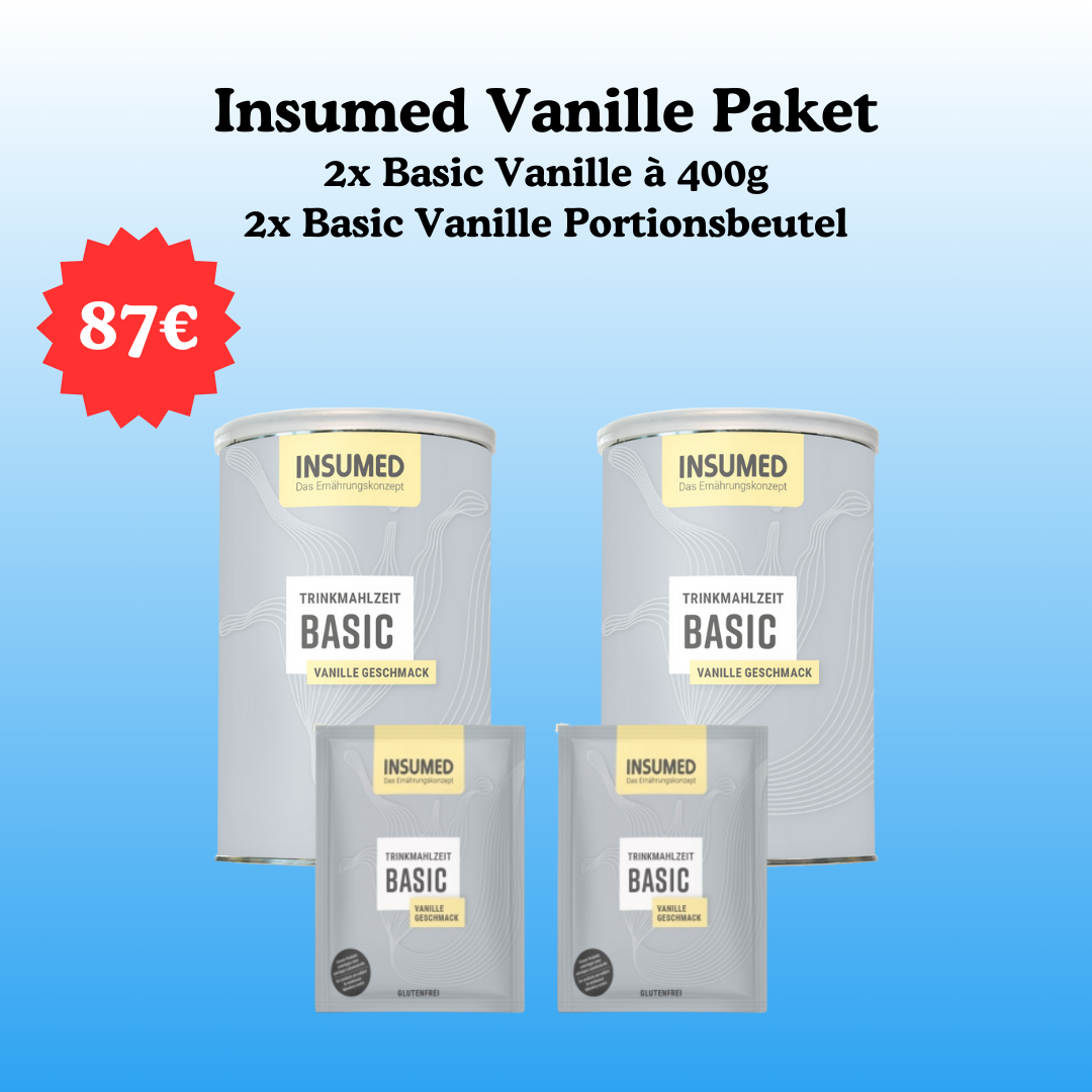 INSUMED Basic Vanille Paket: 2x Basic Vanille & 2x Basic Vanille Portionsbeutel