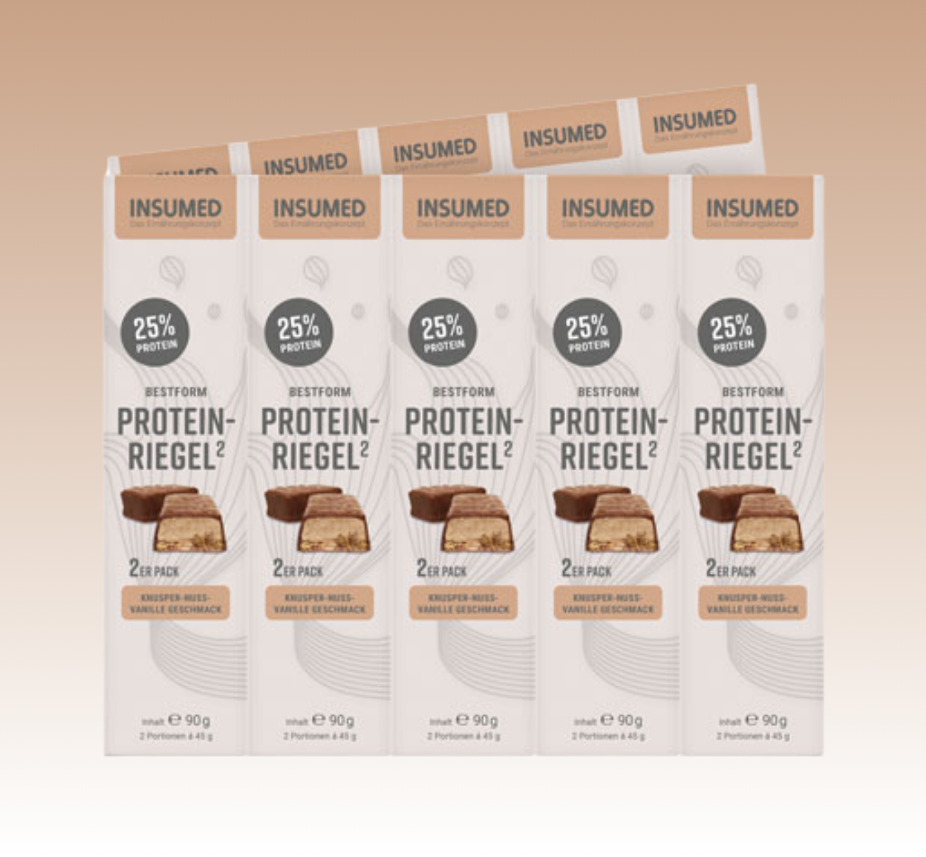 INSUMED BESTFORM Protein-Riegel, 10x2 Riegel, Knusper-Nuss-Vanille, 900g, MHD 07.2026