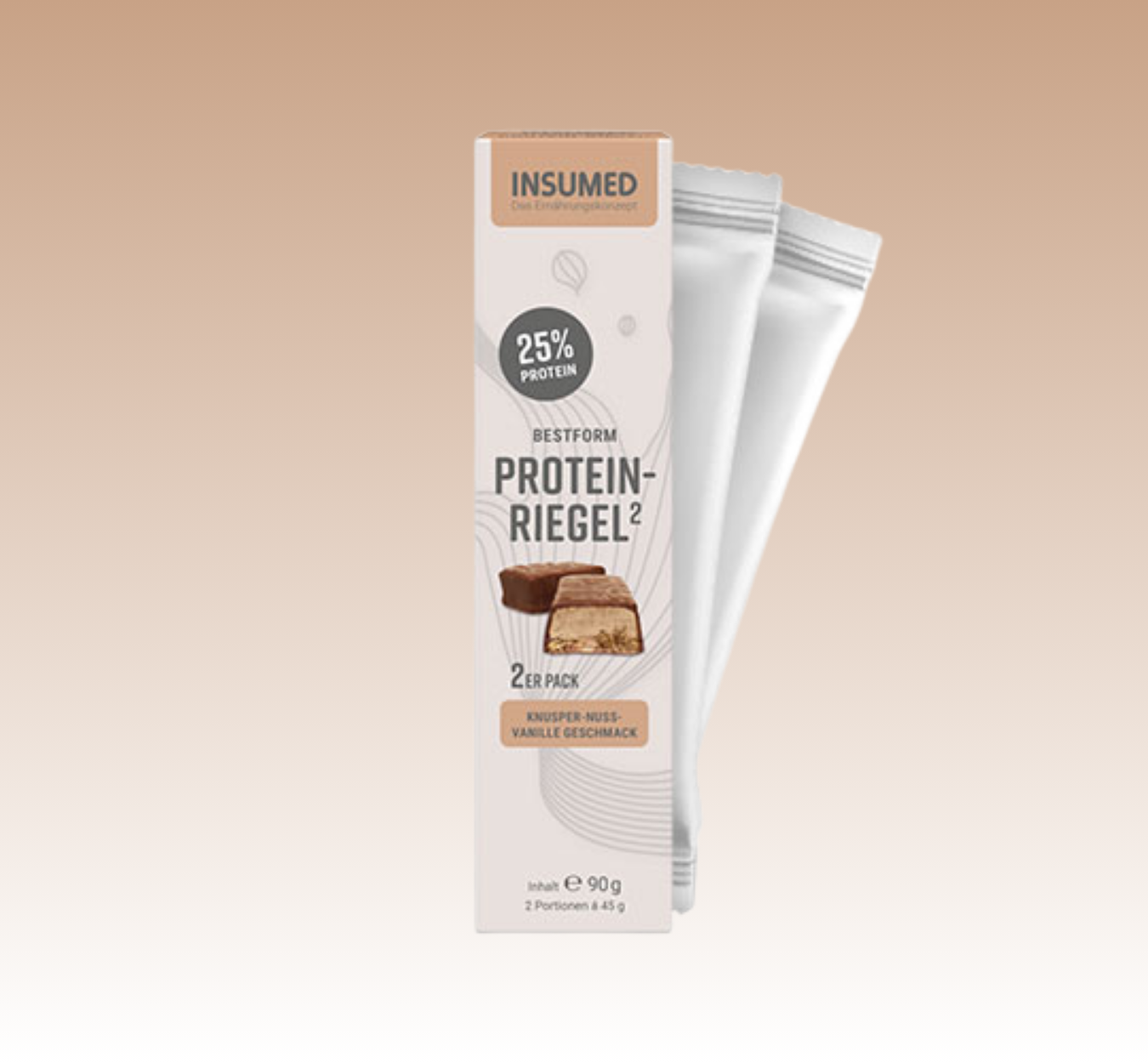 INSUMED BESTFORM Protein-Riegel Knusper-Nuss-Vanille, 2x45g, MHD 07.2026