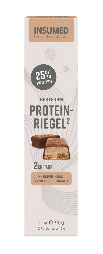 INSUMED BESTFORM Protein-Riegel Knusper-Nuss-Vanille, 2x45g, MHD 07.2026 INSUMED BESTFORM Protein-Riegel Knusper-Nuss-Vanille, 2x45g, MHD 07.2026