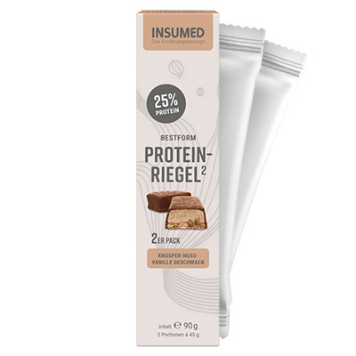 INSUMED BESTFORM Protein-Riegel Knusper-Nuss-Vanille, 2x45g, MHD 07.2026 INSUMED BESTFORM Protein-Riegel Knusper-Nuss-Vanille, 2x45g, MHD 07.2026